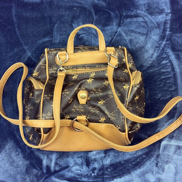 Y2K Beverly Hills Polo Club Mini Backpack Prep Golf Academia Vegan Leather - Picture 6 of 9